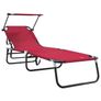 Folding Sun Lounger Folding 1-person Red 56 x 190 x 81cm Fabric Image 2