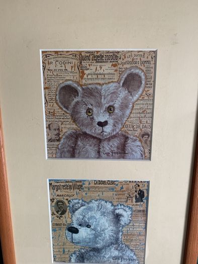 Framed Coco Fronsac teddy bear prints