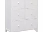 Side Cabinet with 6 Drawers White 60x30x75 cm Paulownia Wood