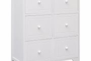 Side Cabinet with 6 Drawers White 60x30x75 cm Paulownia Wood