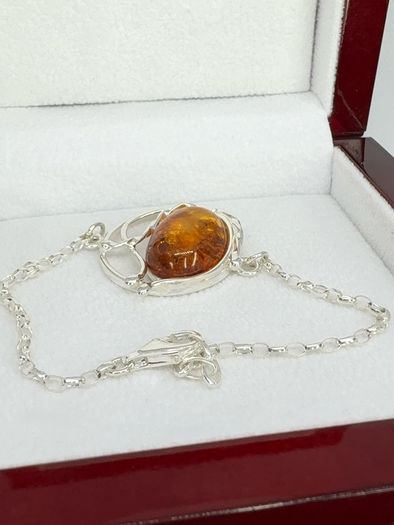Silver bracelet Amber Solitaire Bracelet A Piece of Ancient Sunlight
