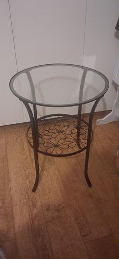 Circular glass side table