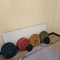 177kg Olympic Barbell & Bumper Plate Weight Set (157kg Plates + 20kg Bar)