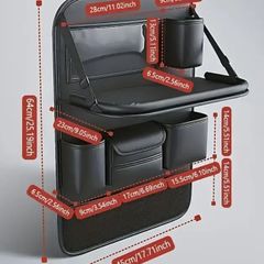 Faux leather car seat organizer. Car table. Kids table. Back seat table.