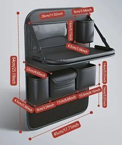 Faux leather car seat organizer. Car table. Kids table. Back seat table.