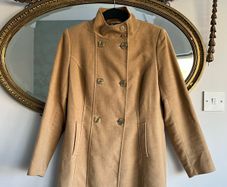 Vintage Per Una Italian Fabric Long Coat Camel beige Colour UK 10