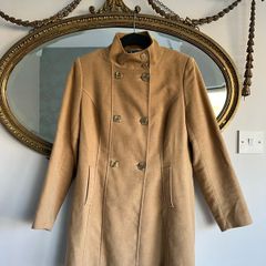 Vintage Per Una Italian Fabric Long Coat Camel beige Colour UK 10