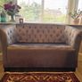 Olive Green Velvet Loveseat / Compact 2 Seater Sofa Image 2