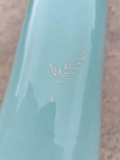 Art Deco Green Opaline Glass Vase..12.5 Inches