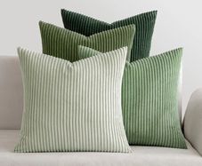 Cushion Covers Soft Decorative Square Throw Pillow Covers Cushion Soft Pillowcase Striped Pack of four for Home decor Sofa 45cm x 45cm,18x18 Inches Forest Green Series