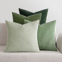 Cushion Covers Soft Decorative Square Throw Pillow Covers Cushion Soft Pillowcase Striped Pack of four for Home decor Sofa 45cm x 45cm,18x18 Inches Forest Green Series