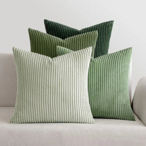 Cushion Covers Soft Decorative Square Throw Pillow Covers Cushion Soft Pillowcase Striped Pack of four for Home decor Sofa 45cm x 45cm,18x18 Inches Forest Green Series