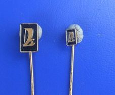 LADA cars (x 2) - vintage promotional stickpin logo badges (1970s)