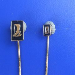 LADA cars (x 2) - vintage promotional stickpin logo badges (1970s)