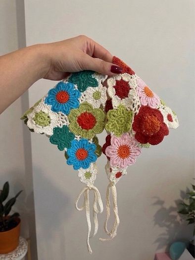 Matching Crochet Bandana Set