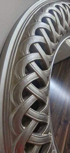 Large Round Pewter Wall Mirror Like New
