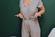 Jumpsuit with a decorative belt and tied back