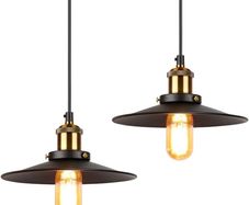 NEW SALE | Industrial Pendant Light, Retro Ceiling Lighting Black Metal Lamp Shade with E27 Base for Farmhouse