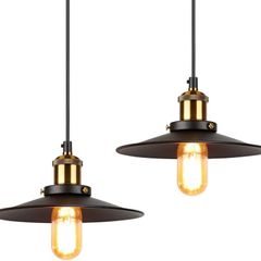 NEW SALE | Industrial Pendant Light, Retro Ceiling Lighting Black Metal Lamp Shade with E27 Base for Farmhouse
