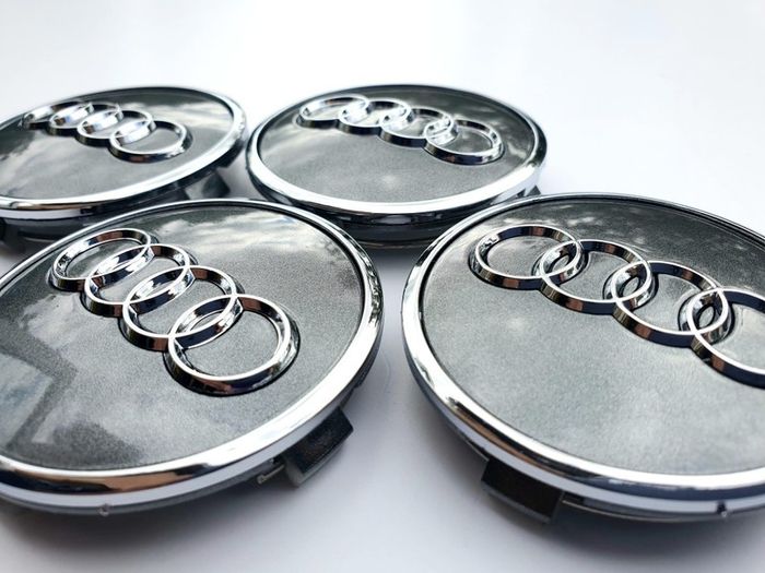 Set/4x 61mm AUDI Gloss GREY 3D alloy wheel centre caps cap 4M0601170JG3 Hub Cover
