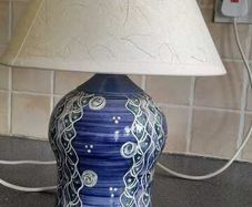 Pottery lamp hand painted