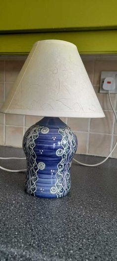 Pottery lamp hand painted