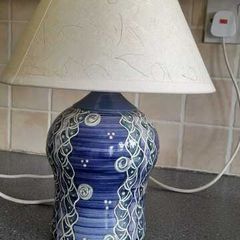 Pottery lamp hand painted