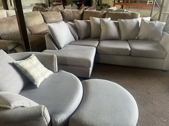 Grey corner sofa with matching armchair couch