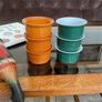 Vintage Mixed Set Emile Henry Ramekins Brown and Green Ribbed Oven to Tableware Set of 6 1980s 2000s Image 3