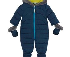 Baker by Ted Baker Baby Unisex/Boy Puffer Snowsuit with Faux-Fur Hood & Mittens