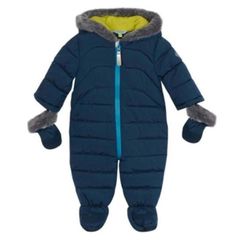 Baker by Ted Baker Baby Unisex/Boy Puffer Snowsuit with Faux-Fur Hood & Mittens