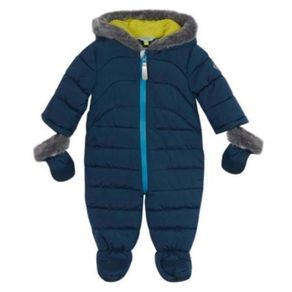 Baker by Ted Baker Baby Unisex/Boy Puffer Snowsuit with Faux-Fur Hood & Mittens
