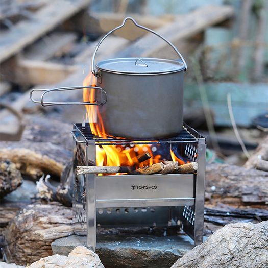 BRAND NEW Outdoor Stainless Steel Wood Stove w/ Barbecue Grill Portable Wood Burning Stove Camping BBQ Firewood Burner w/ Bracket
