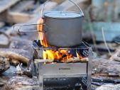 BRAND NEW Outdoor Stainless Steel Wood Stove w/ Barbecue Grill Portable Wood Burning Stove Camping BBQ Firewood Burner w/ Bracket