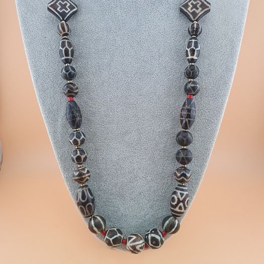 Rare Antique Burmese Pumtek Pyu Petrified Wood Beads Necklace