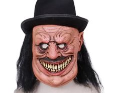 Zombie latex Halloween mask with hat and hair.