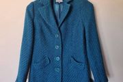 Per una acrylic coat size 16 ptp 22" green button up in excellent condition