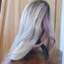 Ombre blonde wig with pink purple highlights Image 6