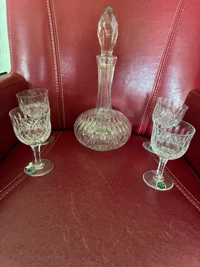 Vintage Thos Webb Decanter & Glasses Set