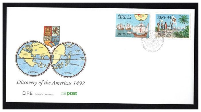 1992 Ireland Europa: 500th Anniversary of Discovery of Americas Commemorative Stamps An Post First Day Cover (FDC)