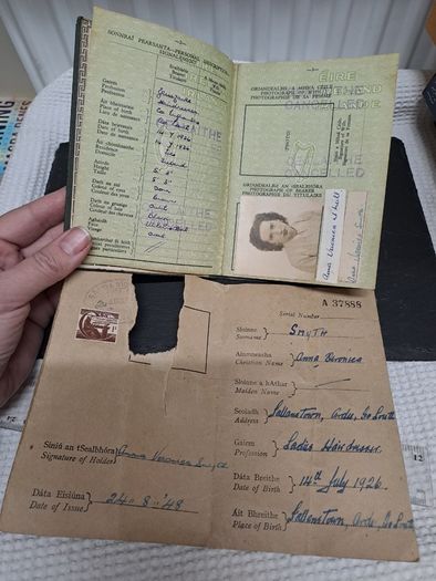 Rare 1948 Irish Passport & Travel card