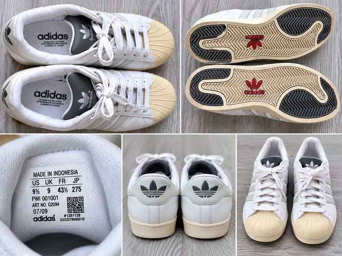 Adidas Superstar trainers - UK size 9 - white and grey