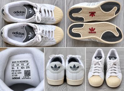 Adidas Superstar trainers - UK size 9 - white and grey