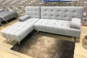 Silver Grey Luxury Corner Sofa Bed with Chaise Longue