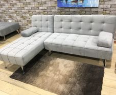 Silver Grey Luxury Corner Sofa Bed with Chaise Longue
