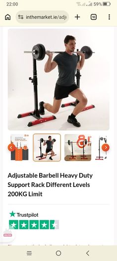 Barbell support rack adjustable