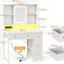 Dressing Table with Adjustable LED Mirror Built in USB Power Outlets RGB Light Strip Vanity Desk with 5 Fabric Drawers 3 Layer Shelves White Makeup Desk 90 40 139cm Image 2