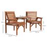 Wooden Garden Love Seat With Coffee Table Image 2