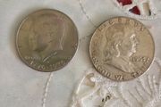 bicentennial JFK coin and Franklin coin.35 both