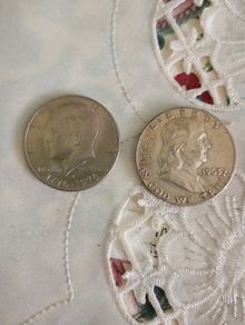 bicentennial JFK coin and Franklin coin.35 both